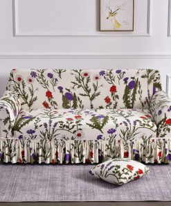 Milk Silk Printed Sofa Slipcover With Skirt