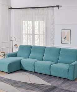 Jacquard Large Leaf Split L-shaped Couch Cover Sectional Recliner Sofa Cover (Right & Left Chaise)