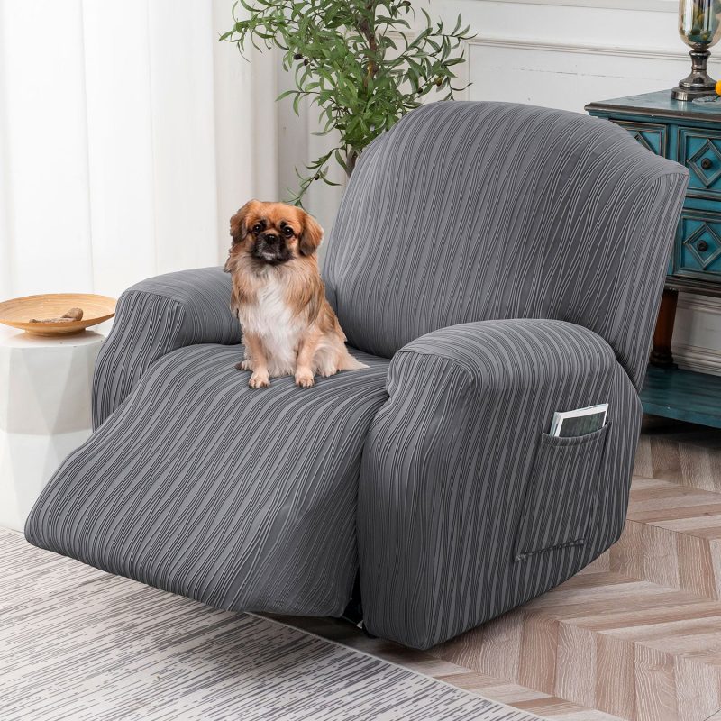 Soft Recliner Slipcovers with Storage Pocket 4pcs
