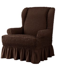Elastic Wingback Armchair Cover with Skirt