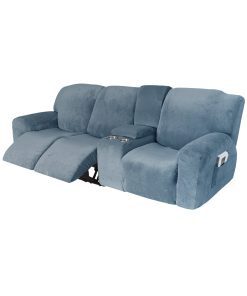 Velvet Recliner Sofa Cover with Middle Console Slipcover For 1/2/3 Seater