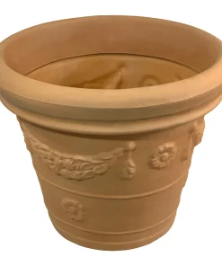 Impruneta 75 cm Double-Edge Vase with Festoon Elegant Garden Ornament for Flowers and Plants