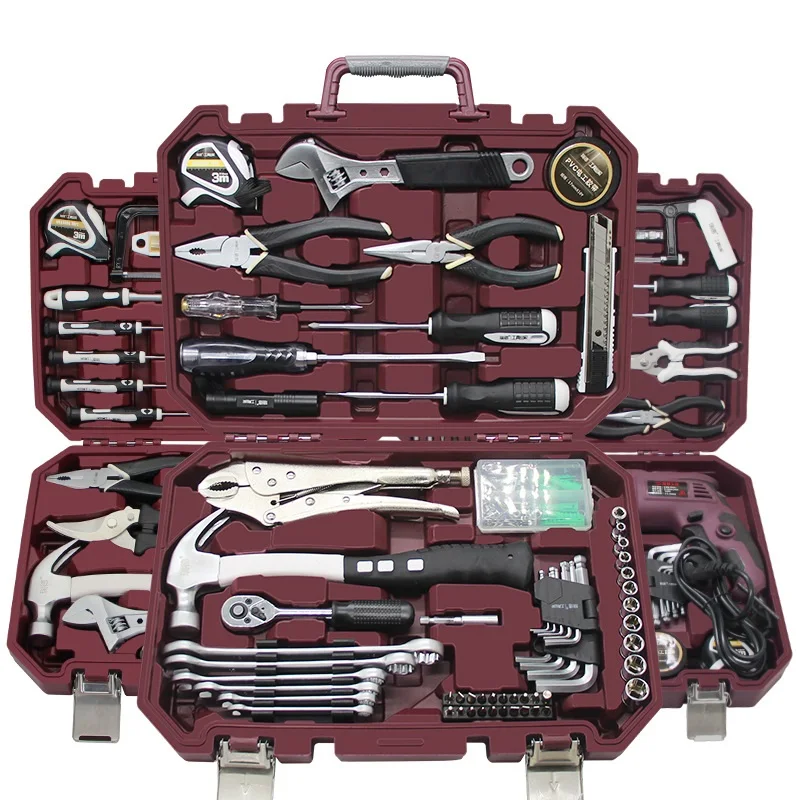 Hardware Toolbox Kits Electrician Special Maintenance Hand Work Tools Household Multi-Function Tools Set Hard Case 1 Set