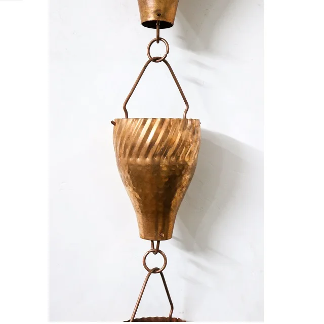 High Quality Brass Rain Chain in Gold Antique Design Customizable Garden Ornament or Wedding Gift