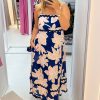 Avalee Dress - Navy Peach Floral