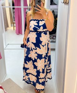 Avalee Dress - Navy Peach Floral