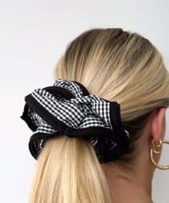 Bella Oversized Scrunchie - Black Gingham