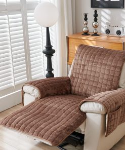 Large Plush Recliner Slipcover Sofa Protector with Side Pocket