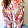 Delilah Shirt - Peach Purple Floral