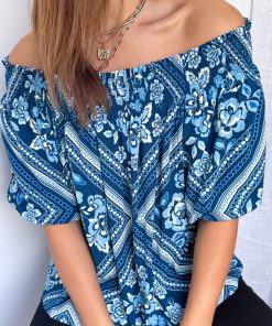 Ella Top - Blue Tile