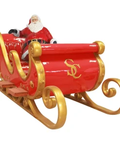 Commercial Large Outdoor Christmas Decorations Waterproof Fiberglass Life-Size Santa Clause Sleigh Creative Display