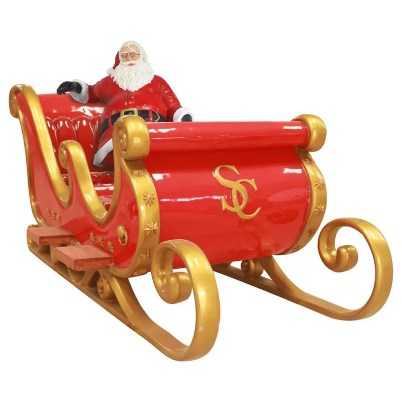 Commercial Large Outdoor Christmas Decorations Waterproof Fiberglass Life-Size Santa Clause Sleigh Creative Display