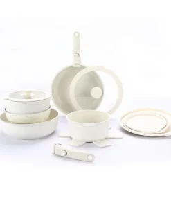 Custom Trademark Logo 17 Pieces Kitchen Utensils Cooking Tools Stove Universal Non Oil Smoke Pots Pans Non Stick Cookware Set