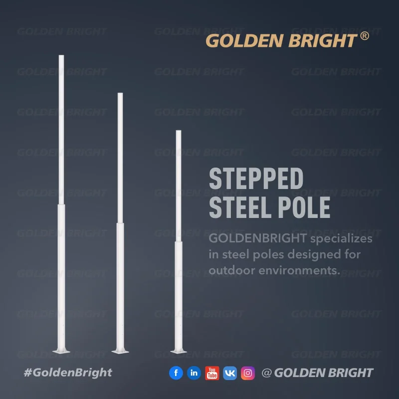 Golden Bright Customized Stepped Steel Pole 3-12m Height Hot-Dip Galvanized Easy Installation
