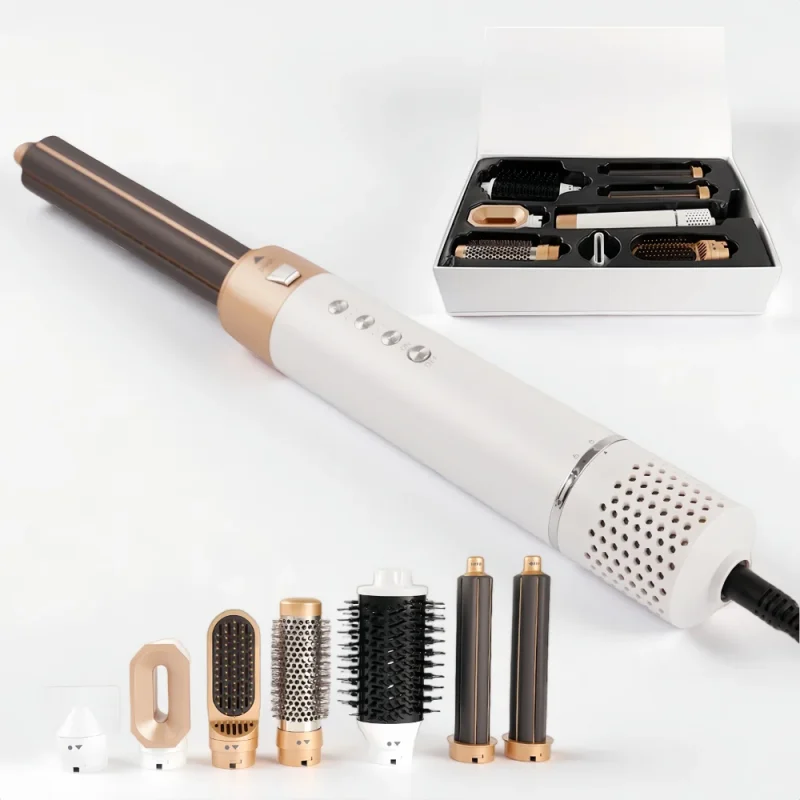7 in 1 Hair Dryer Brush and Hair Styler Set Curling & Straightening Hot Air Styling Tool with No Heat Damage for All Hair Types