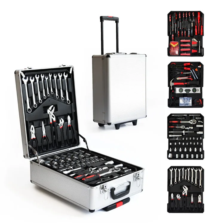 186 Piece Carbon Steel Portable Manual Hardware Household Toolbox Set