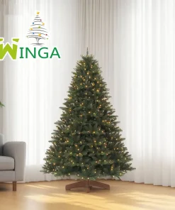 Wholesale New Arrival Prelit Warm Lights Fireproof Xmas Tree PE PVC Material Wooden & Metal Base Indoor Holiday Decoration