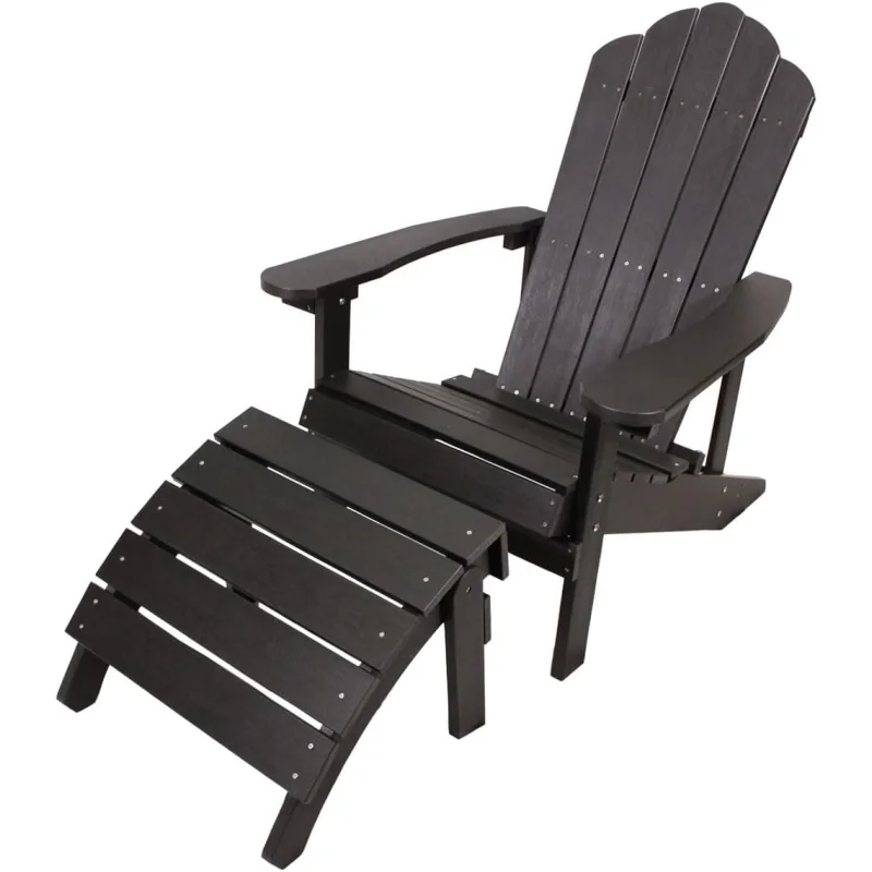 Garden Adirondack Chair with Footstool Garden Chair with Footrest Outdoor Armchair Patio Armchair Outdoor Chair