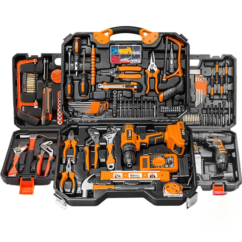 Functional Household Hardware Tool Set - Electrical And Carpentry Combination Of Maintenance Portable Toolbox