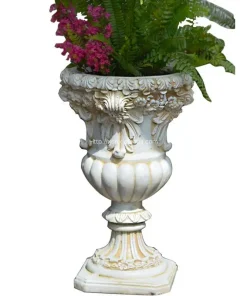European-Style Retro Garden Ornament Embossed High-Leg Flowerpot for Villa Courtyard Roman Column Outdoor Home Decor High