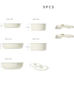 9-Piece Modern Metal Eco-Friendly Nonstick Pots and Pans Set with Glass Covers for Induction Stoves