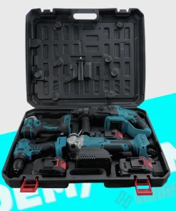Custom 4-Piece Cordless Stainless Steel Power Tool Set Hard Case for Home Construction Industrial Use Angle Grinder Rotary