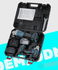 Custom 2-Piece Cordless Stainless Steel Power Tool Set Lithium Battery Home Industrial Use Includes Angle Grinder Impact Wrench