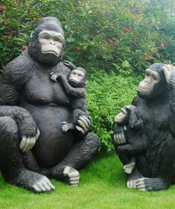 Life-Size Gorilla Statue Outdoor Park Garden Decoration Animal Fiberglass Sculpture Ornament