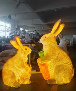 Ip65 Rated Glow Bunny Ornament Resin Animated Garden Accent For Landscape Wedding & Home Decor For Christmas & Halloween