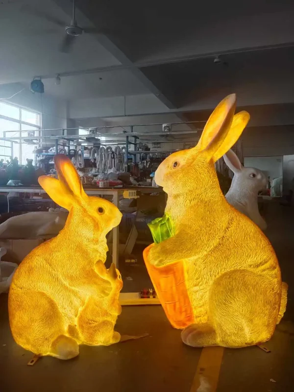 Ip65 Rated Glow Bunny Ornament Resin Animated Garden Accent For Landscape Wedding & Home Decor For Christmas & Halloween