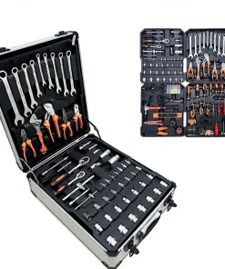 Portable 187pcs Hand Tool with Aluminum Trolley Case, Organizer for Home, Shop, Workplace Use