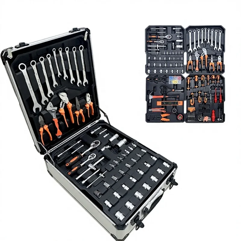 Portable 187pcs Hand Tool with Aluminum Trolley Case, Organizer for Home, Shop, Workplace Use