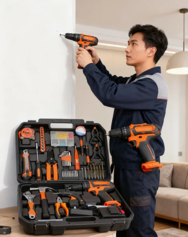 Household Woodworking and Electrical Tool Set Chrome Vanadium Steel 3-Year Warranty