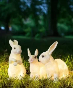 Outdoor Garden Landscape Simulated Animal Sculpture Lamp LED Luminous Resin Fiberglass Rabbit Motif Light