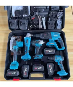 Willing Tools Set of 16 Pcs Power Tools Kits Rechargeable Lithium Brushless Electric Angle Grinder Cordless Wrench Toolbox Tool