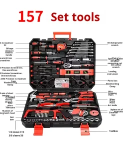 Cross-Border Hot-Selling E-Commerce In-Stock Household Hardware Electric/Manual Combination Tool Set 157-Piece