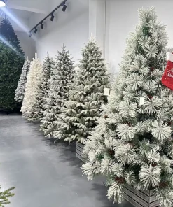 UMIND Artificial Snow-Flocked White Christmas Tree Multi-Language Large Festival Deco