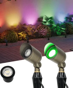 Low Voltage RGBW Landscape Lights MR16 LED Spot Light Garden Lights Outdoor 6W 24V Brass RGBW Brass Landscape Lighting