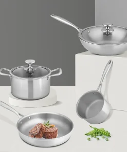 Customized Classic Popular Titanium Alloy Flat-Bottomed Frying Pan Uncoated Non-Stick Wok Healthy Household Pure Titanium Pot