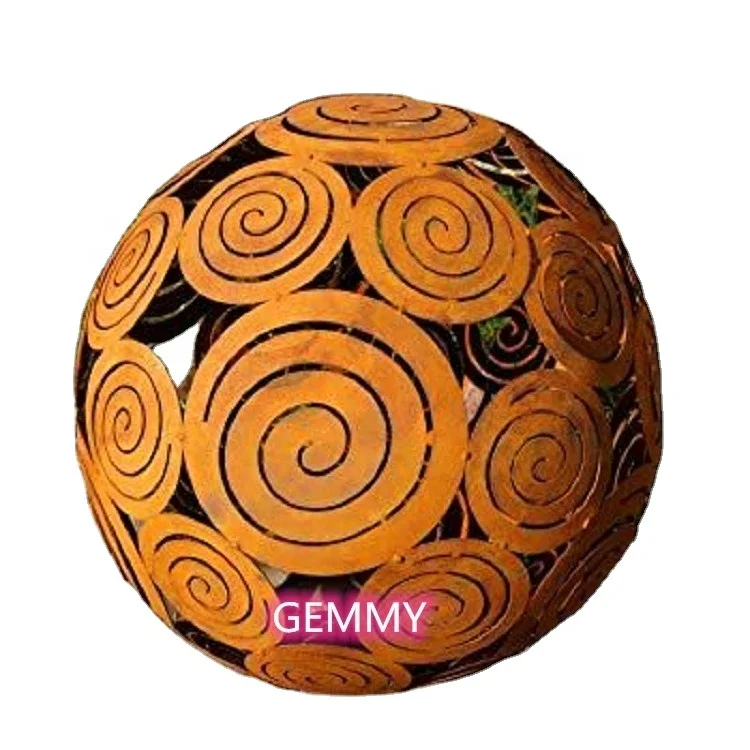 Lazer Cut Steel Cutting Metal Outdoor Corten Steel Patio Decorative Balls Decorative Garden Decor Balls for Outside Outdoor