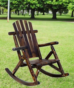 Fir Log Adirondack Rocker Wooden Outdoor Accent Lounge Chair for Garden Patio Backyard Porch Rocking Chair Ornament