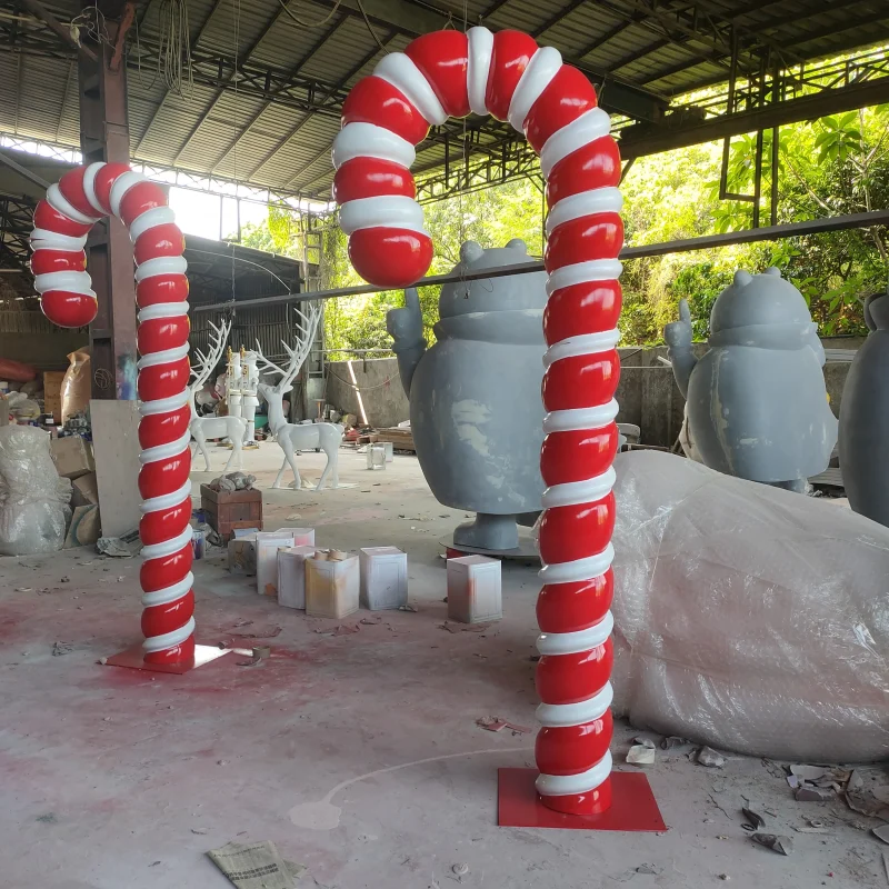Commercial Giant Large Candy Cane Fiberglass Figurine Ornaments Outdoor Christmas Decorations Display