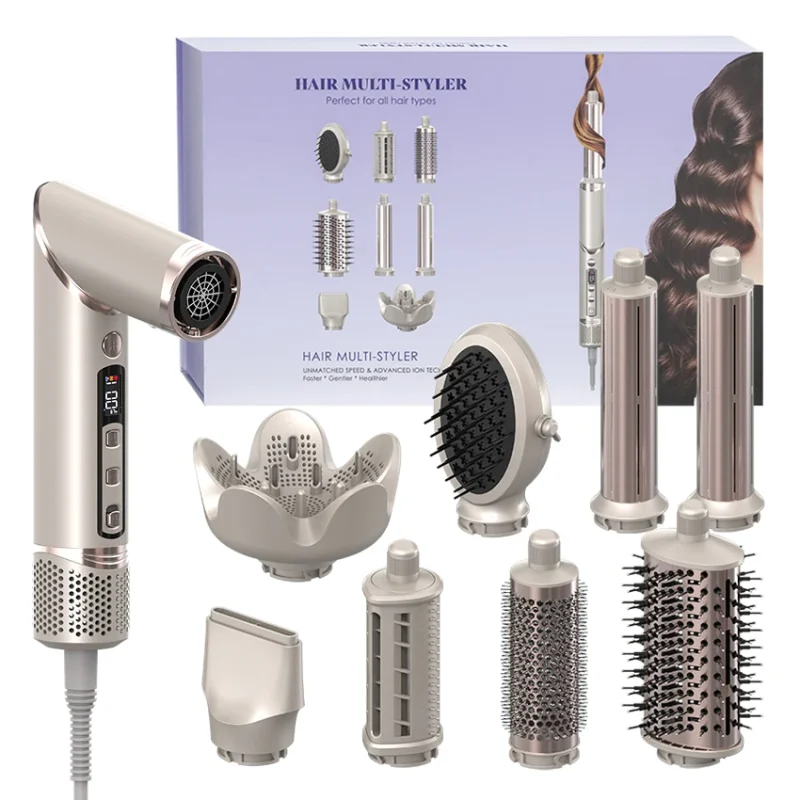 Professional 8-in-1 Folding Hair Dryer Negative Ion  Set Hairs Straightener Brush 110000RPM Motor High Speed  Hair Dryer