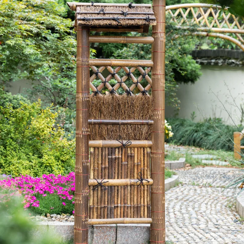 Outdoor Natural Bamboo Gate and Fence for Villa Garden Courtyard Decoration Purple Bamboo Fencing Partition