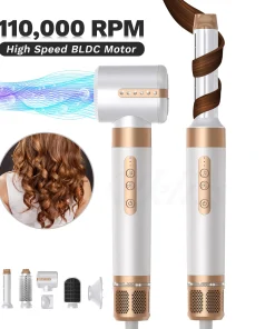 One Step Electric Hair Dryer Set 7 in 1 Curling Straightener Brush Hot Air Brush Hair Styling Tools