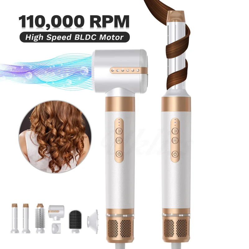 One Step Electric Hair Dryer Set 7 in 1 Curling Straightener Brush Hot Air Brush Hair Styling Tools