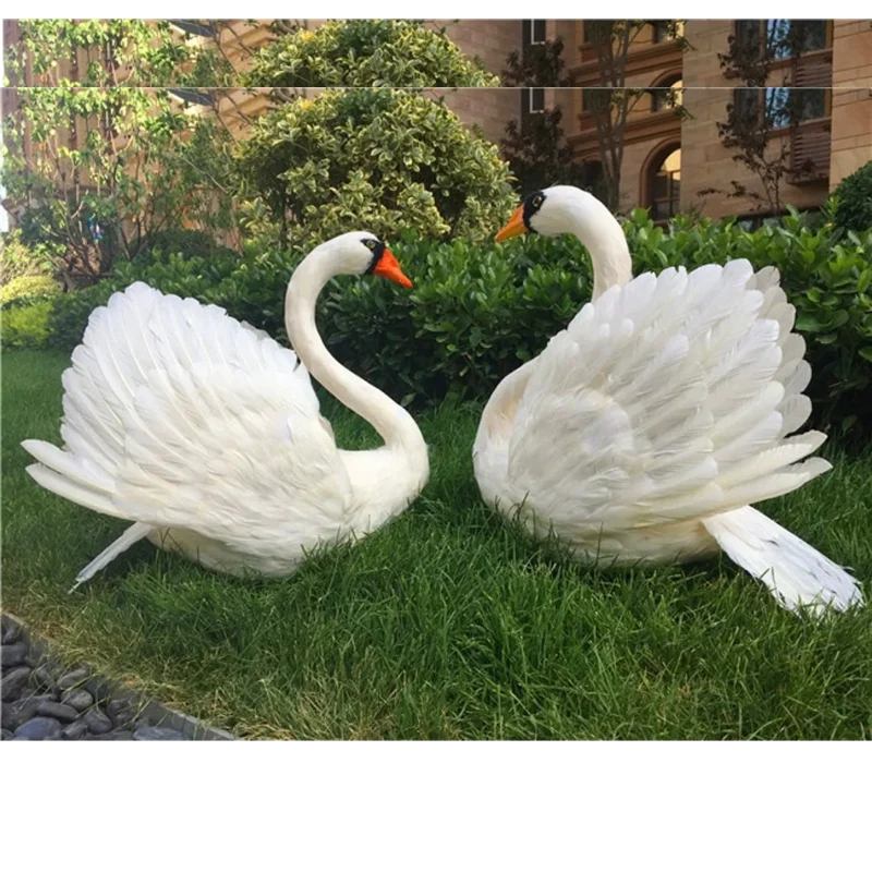 Simulation Swan Feather Animal Ornaments for Wedding Photography Props Window Display Stage Performance Garden Decor Garden