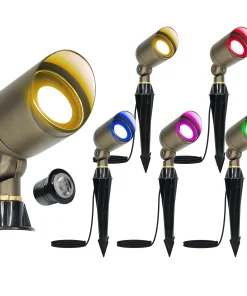 LED MR16 LED Spotlight for Landscape Garden Lighting RGBW Brass Landscape Lighting Outdoor Garden Lights 6W IP65