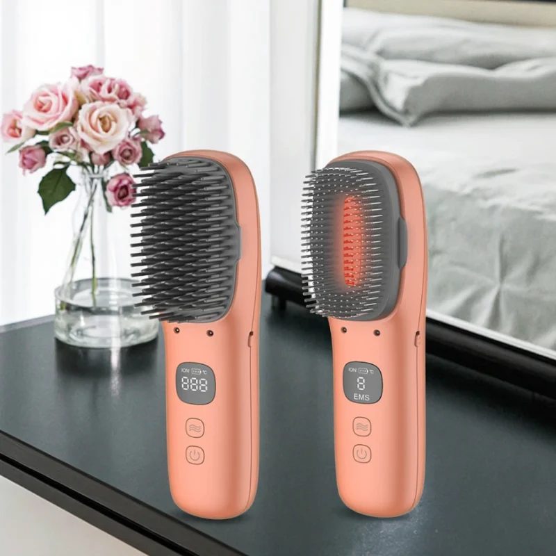 2-in-1 Hair Styler Tool Rechargeable 5000mah Lazy Hair Styling Not Hurt Hair Straightening Brush for Women Straightener Comb