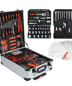 New Household Pull Rod 499 Piece Combination Tool Set Silver Aluminum Hand Tool Box